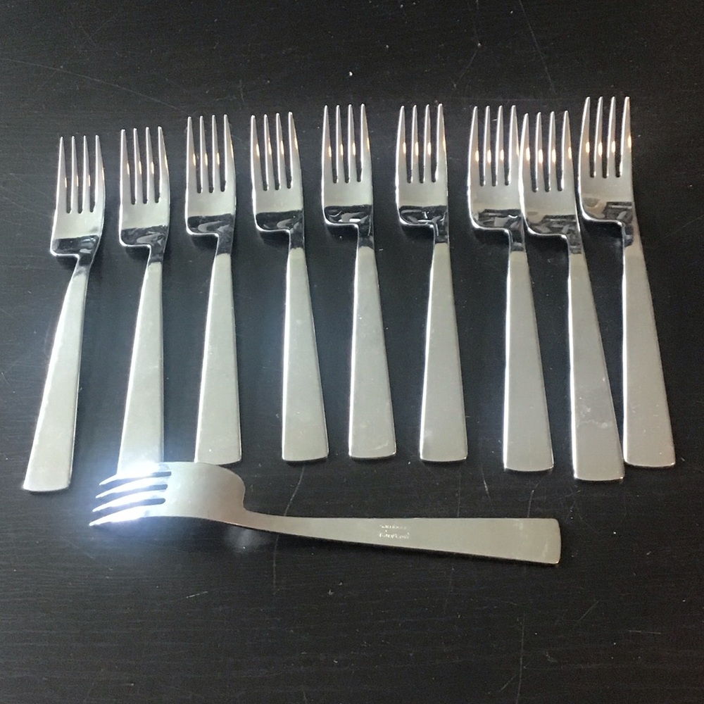 Sambonet Gio Ponti Conca mirro steel Silver Fork Collection 10 desert forks